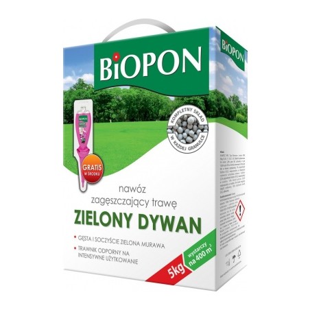 Nawóz zagęszczający trawe zielony dywan Biopon 5kg