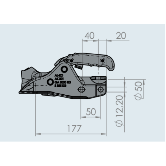 ZACZEP KULOWY AK 301 do przyczep hamowanych do 3 000 kg