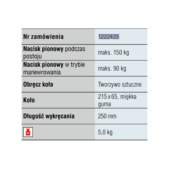 Koło podporowe śrubowe -obręcz st. z pełną gumą 150 kg