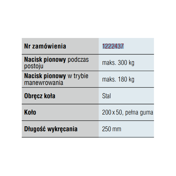 Koło podporowe śrubowe -obręcz st. z pełną gumą 300 kg