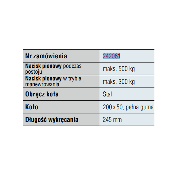 Koło podporowe śrubowe -obręcz st. z pełną gumą/łamane 500 kg