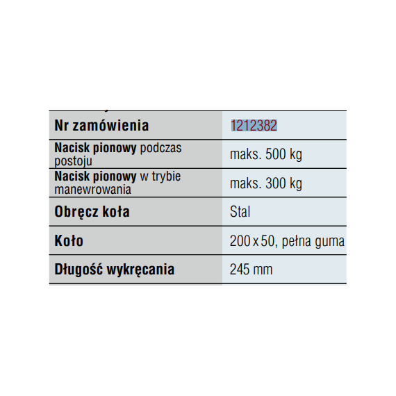 Koło podporowe śrubowe -obręcz st. z pełną gumą/automat 500 kg