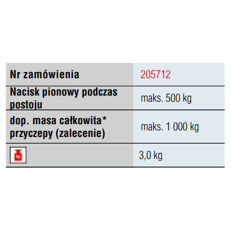 Noga podporowa trapezowa 500 kg