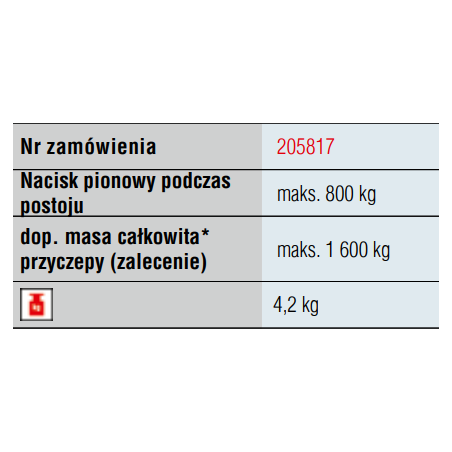 Noga podporowa trapezowa 800 kg