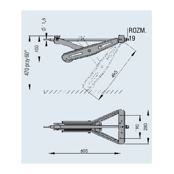 Noga podporowa trapezowa 1000 kg