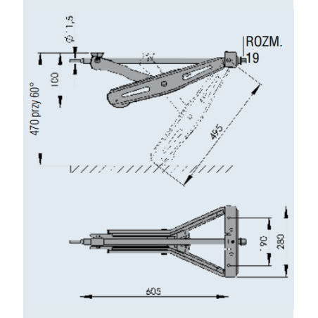 Noga podporowa trapezowa 1000 kg