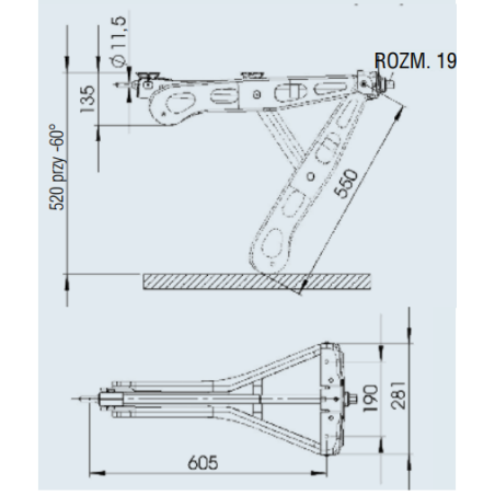 Noga podporowa trapezowa 1250 kg